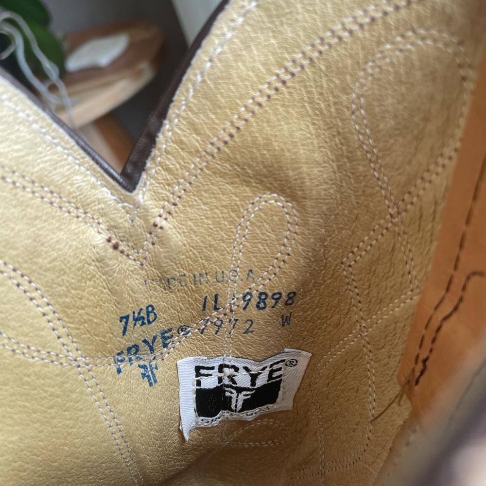FRYE Vintage Women’s Tan Western Cowboy Boots Midcalf Leather Butterscotch 7.5B - Picture 5 of 6